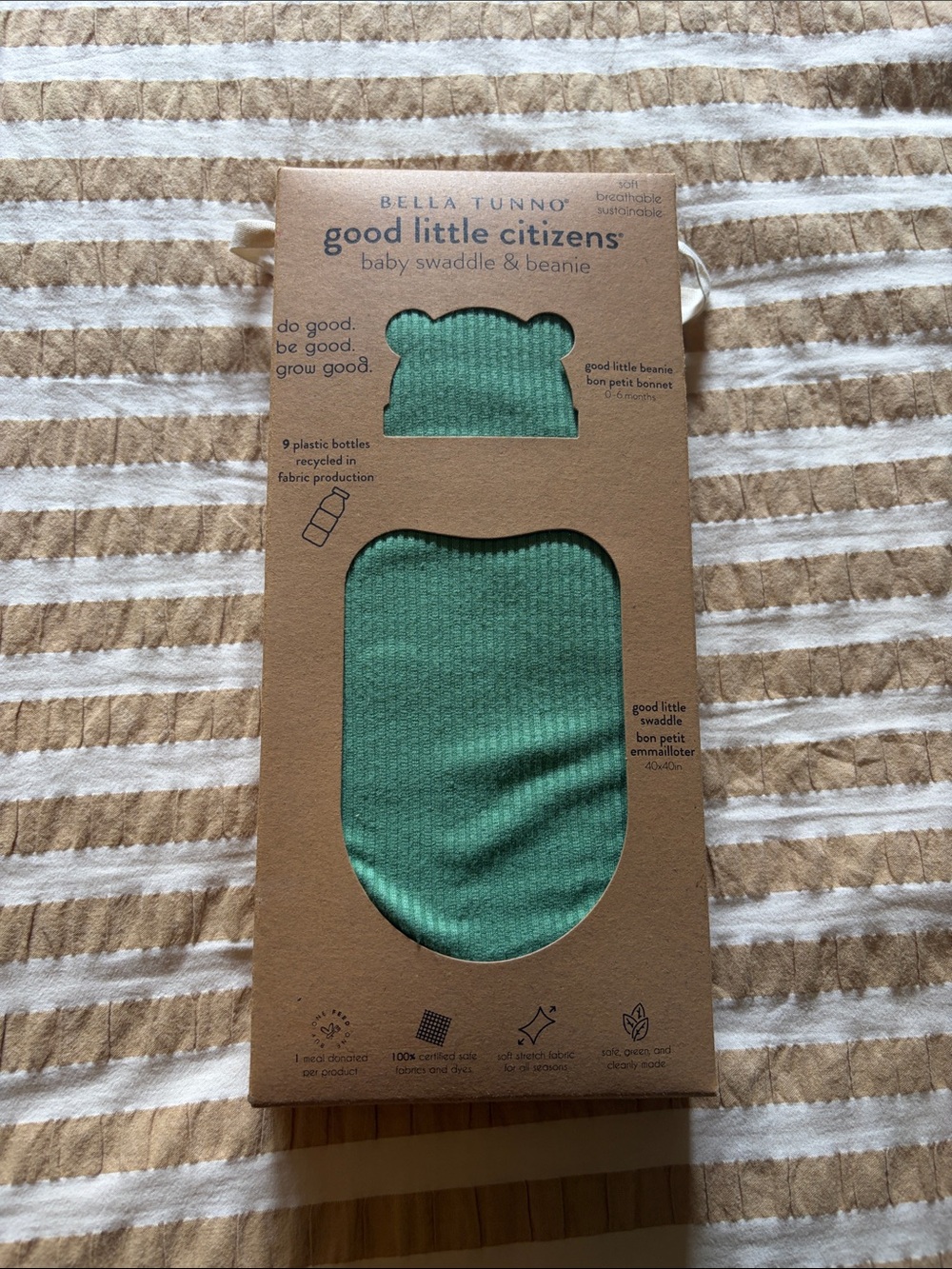 Bella Tunno Good Little Citizens Baby Swaddle & Beanie - Green